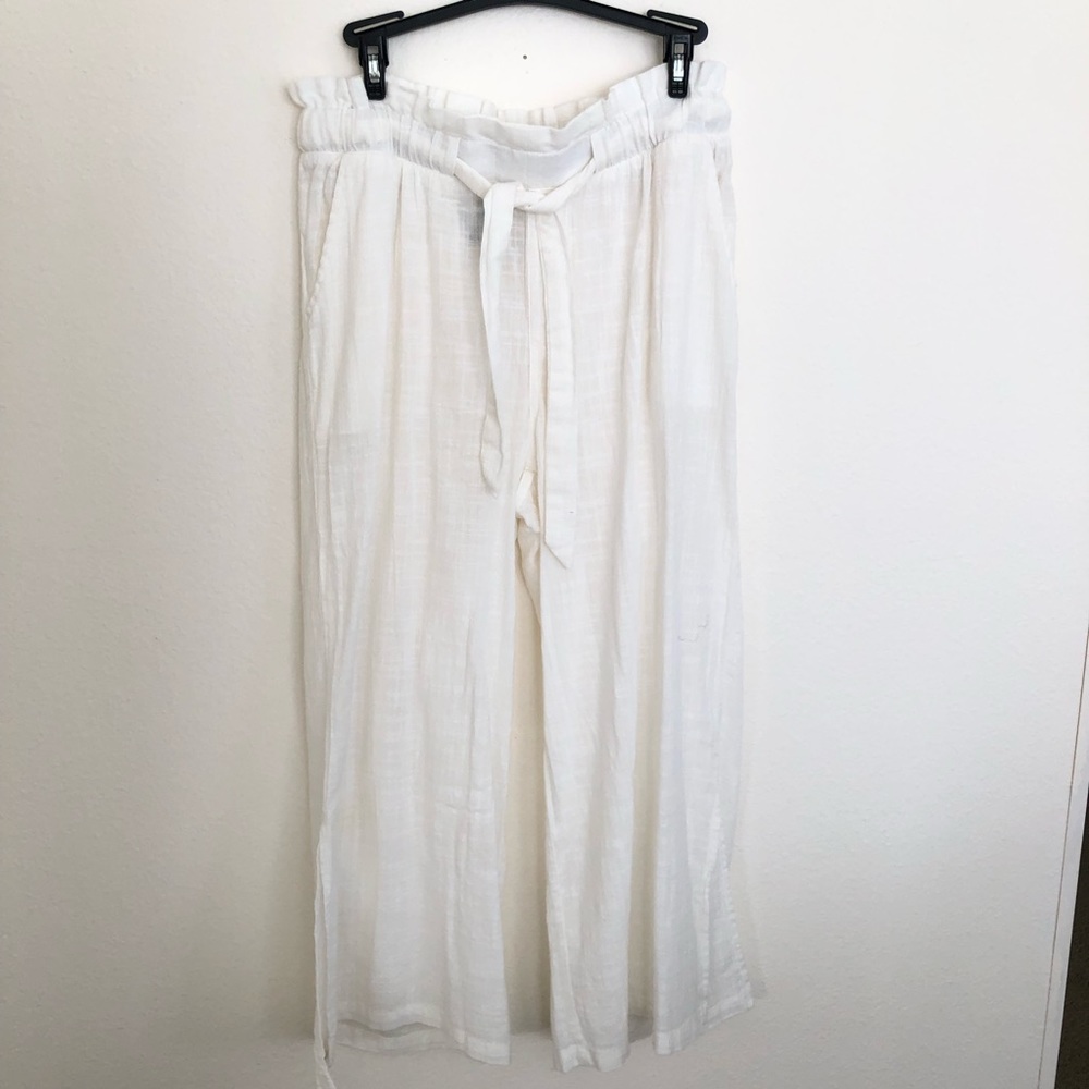 Rewash Los Angeles White Cotton Beach Crop Pants M